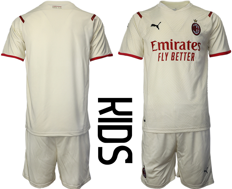 Youth 2021-2022 Club AC Milan away cream blank Soccer Jersey->youth soccer jersey->Youth Jersey